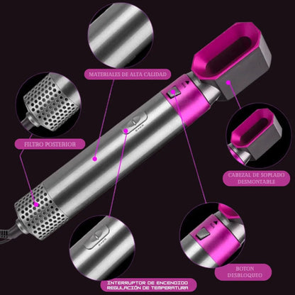 Cepillo Luce Bella 5 en 1 ORIGINAL – Seca, Alisa y Riza con Acabado de Salón Sin Frizz