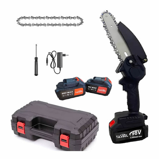 MINI MOTOSIERRA 6" INALÁMBRICA 2 BATERÍAS 98V